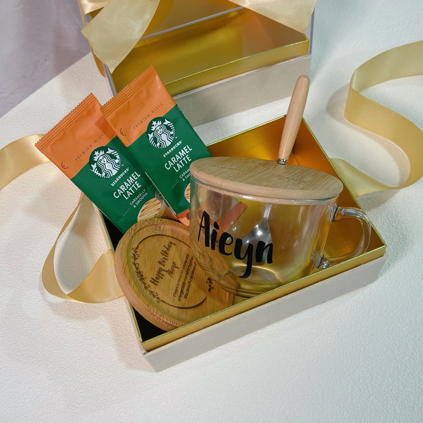 Glass Mug with Coaster and Spoon Set